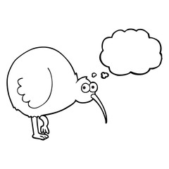 thought bubble cartoon kiwi bird