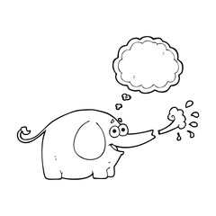 thought bubble cartoon elephant squirting water