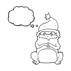 thought bubble cartoon frog wearing christmas hat