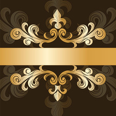 Royal classic ornament invitation in chocolate. Vector