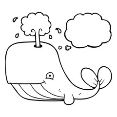 thought bubble cartoon whale spouting water