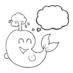 thought bubble cartoon whale spouting water