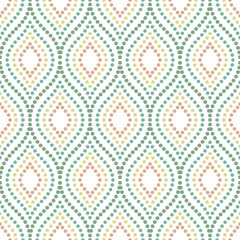 Seamless vector colored ornament. Modern geometric pattern with repeating dotted wavy lines
