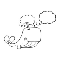 thought bubble cartoon whale spouting water