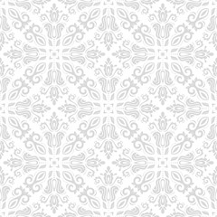 Oriental vector classic light silver ornament. Seamless abstract background