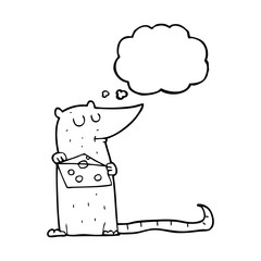 thought bubble cartoon mouse with cheese