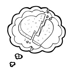 thought bubble cartoon broken heart symbol