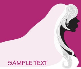 vector drawing of a beautiful woman with long hair and wedding veil can be used as business cards and advertising and invitation and gift card