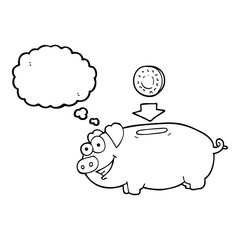 thought bubble cartoon piggy bank