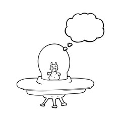 thought bubble cartoon alien spaceship