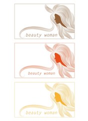 business card with a silhouette of a woman with beautiful hair can be used as banners for design