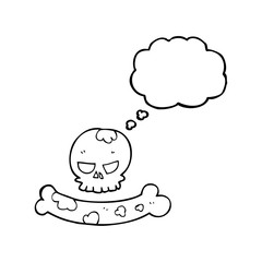 thought bubble cartoon skull and bone symbol