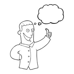 thought bubble cartoon man giving approval