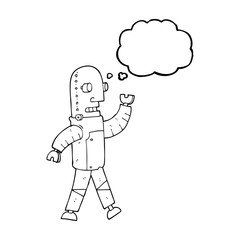 thought bubble cartoon robot