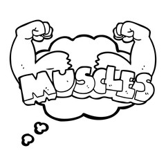 thought bubble cartoon muscles symbol