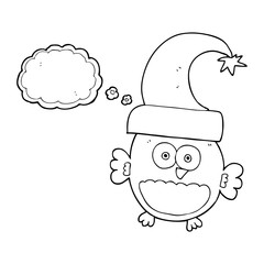 thought bubble cartoon little christmas owl