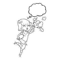 thought bubble cartoon vampire girl flying