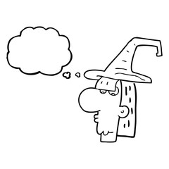 thought bubble cartoon witch head