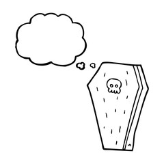 thought bubble cartoon halloween coffin