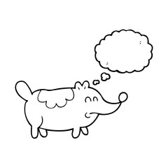 thought bubble cartoon small fat dog