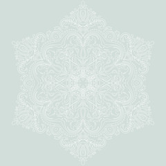 Oriental vector pattern with arabesques and floral elements. Traditional classic ornament with white outlines