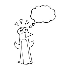 thought bubble cartoon surprised penguin