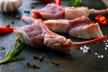 Fresh lamb ribs with rosemary and garlic