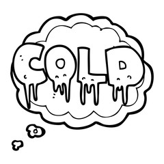 thought bubble cartoon word cold