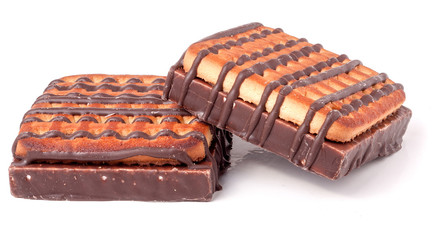 zephyr cookie with chocolate on whitebackground