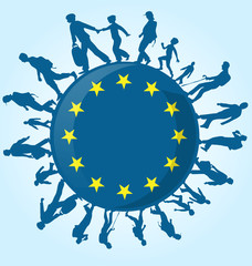  immigration people on european symbol