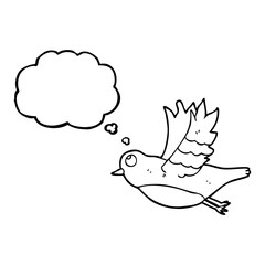 thought bubble cartoon bird flying