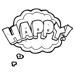 thought bubble cartoon happy text symbol