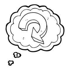 thought bubble cartoon recycling arrow