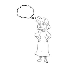 thought bubble cartoon alien woman