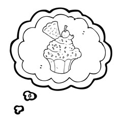 thought bubble cartoon cupcake