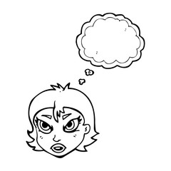 thought bubble cartoon angry female face