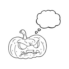 thought bubble cartoon halloween pumpkin