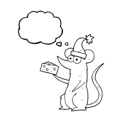 thought bubble cartoon christmas mouse with cheese