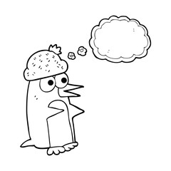 thought bubble cartoon penguin