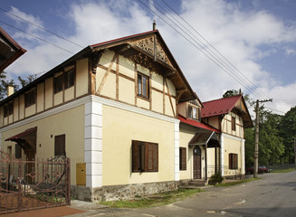 Fototapeta na wymiar Street in Turcianske Teplice. Slovakia 