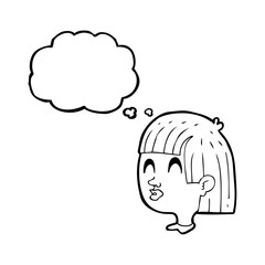 thought bubble cartoon female face