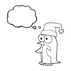 thought bubble cartoon christmas penguin