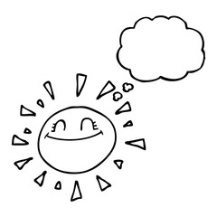 happy thought bubble cartoon sun