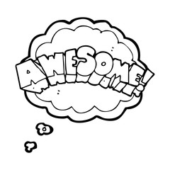 thought bubble cartoon word awesome