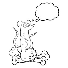 thought bubble cartoon rat on bones