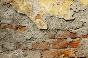 Close up of crumbling  wall with layers of peeled paint 5