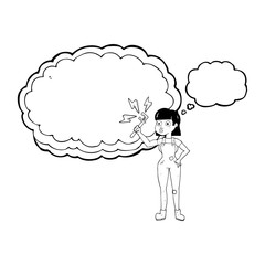 thought bubble cartoon female plumber