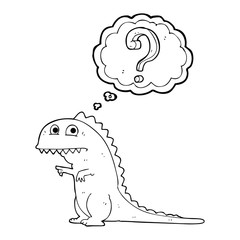thought bubble cartoon confused dinosaur