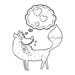 thought bubble cartoon wolf in love