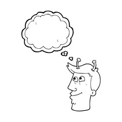 thought bubble cartoon alien man